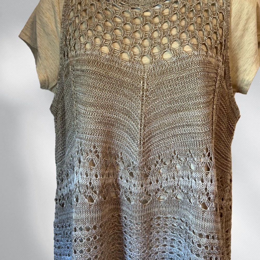 a. n. a beige crocheted sleeveless vest - Picture 2 of 4